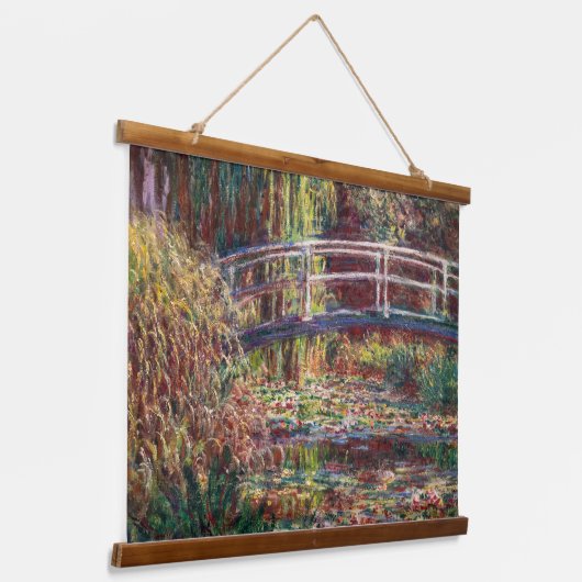 Claude Monet - Water Lily pond, Roze Harmony Hangend Wandkleed (Gebogen)