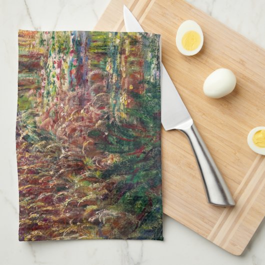 Claude Monet - Water Lily pond, Roze Harmony Theedoek (Quarter Fold)