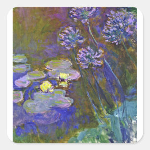 Claude Monet Waterlelies Agapanthus Vierkante Sticker