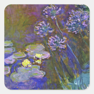 Claude Monet Waterlelies Agapanthus Vierkante Sticker