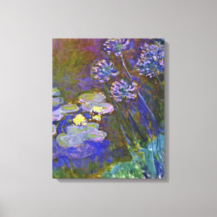 Claude Monet Waterlelies Agapanthus Vintage Kunst Canvas Afdruk