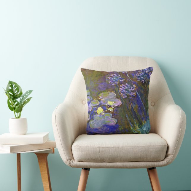 Claude Monet Waterlelies Agapanthus Vintage Kunst Kussen (Stoel)