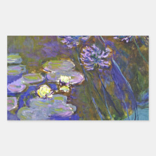 Claude Monet Waterlelies Agapanthus Vintage Kunst Rechthoekige Sticker