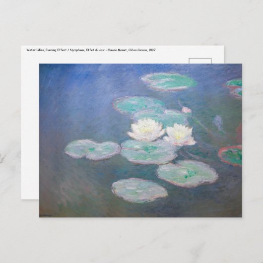 Claude Monet - Waterlelies, Avondeffect Briefkaart (Voorkant / Achterkant)