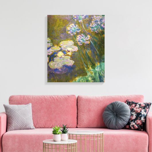 Claude Monet - Waterlelies en Agapanthus Canvas Afdruk (Insitu (Woonkamer))