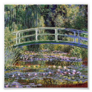 Claude Monet, waterlelies, japanse brug, tuin Foto Afdruk