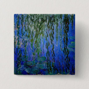 Claude Monet - Waterlelies met treurwilg Vierkante Button 5,1 Cm