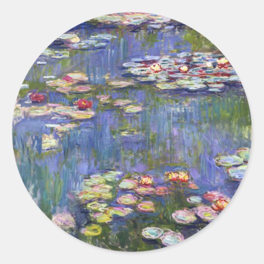 Claude Monet - Waterlelies / Nympheas Ronde Sticker (Voorkant)