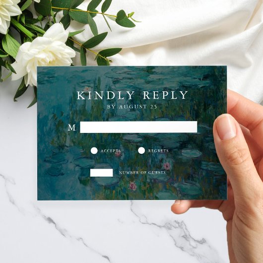 Claude Monet Waterlelies Trouwen RSVP Kaartje