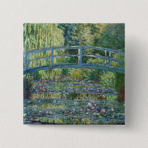 Claude Monet - Waterleliesvijver, Groene Harmonie Vierkante Button 5,1 Cm