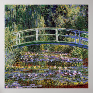 Claude Monet,waterlibuien,japanse brug,tuin; Poster