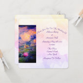 Claude Monet  waterlilies Wedding Invite Kaart (Voorkant / Achterkant in situ)