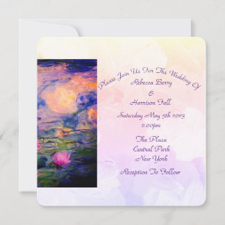 Claude Monet waterlilies Wedding Invite Kaart
