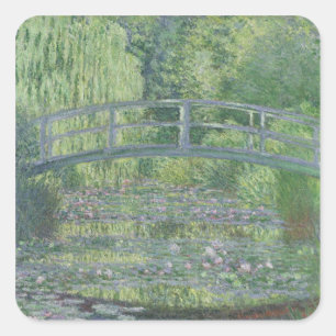 Claude Monet Waterlily Pond: Groene harmonie Vierkante Sticker
