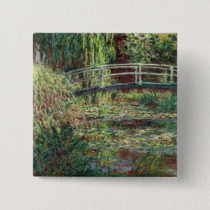 Claude Monet  Waterlily Pond: Pink Harmony, 1900 Vierkante Button 5,1 Cm