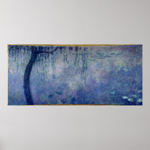 Claude Monet   Waterlio's: Verspreide Wilgen links Poster