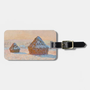 Claude Monet - Wheatstacks, Sneeuweffect, Morning Bagagelabel