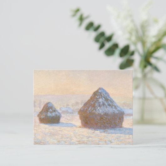 Claude Monet - Wheatstacks, Sneeuweffect, Morning Briefkaart (Staand voorkant)
