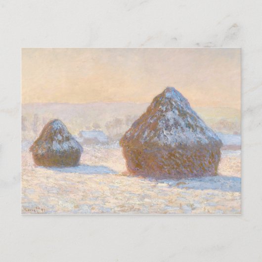 Claude Monet - Wheatstacks, Sneeuweffect, Morning Briefkaart (Voorkant)