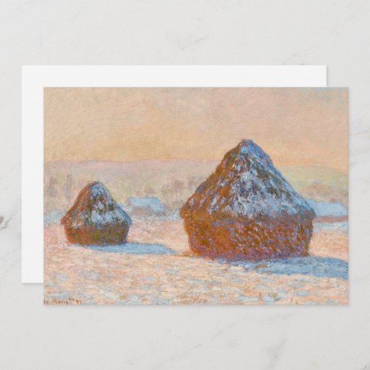Claude Monet - Wheatstacks, Sneeuweffect, Morning Kaart (Voorkant / Achterkant)