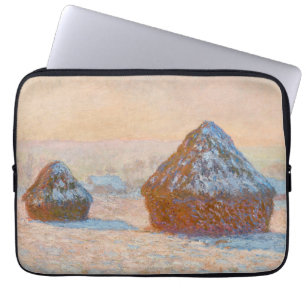 Claude Monet - Wheatstacks, Sneeuweffect, Morning Laptop Sleeve