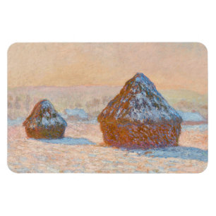 Claude Monet - Wheatstacks, Sneeuweffect, Morning Magneet