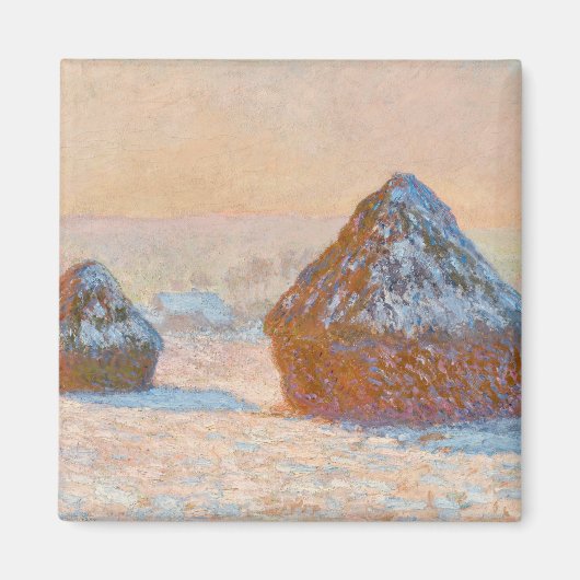 Claude Monet - Wheatstacks, Sneeuweffect, Morning Magneet (Voorkant)