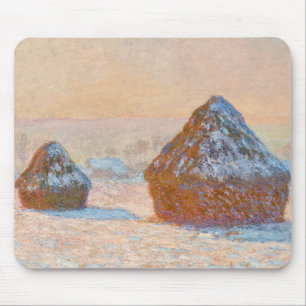Claude Monet - Wheatstacks, Sneeuweffect, Morning Muismat