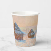 Claude Monet - Wheatstacks, Sneeuweffect, Morning Papieren Bekers (Links)
