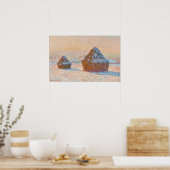 Claude Monet - Wheatstacks, Sneeuweffect, Morning Poster (Keuken)