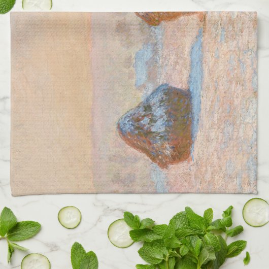 Claude Monet - Wheatstacks, Sneeuweffect, Morning Theedoek (Gevouwen)