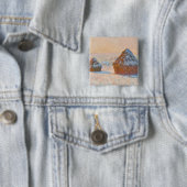 Claude Monet - Wheatstacks, Sneeuweffect, Morning Vierkante Button 5,1 Cm (In situ)