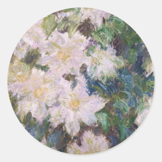 Claude Monet - White Clematis Ronde Sticker (Voorkant)