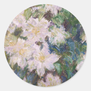 Claude Monet - White Clematis Ronde Sticker