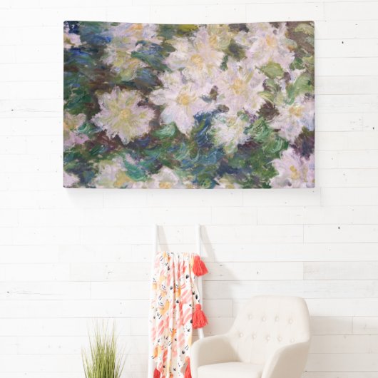 Claude Monet - White Clematis Spandoek (Insitu)