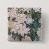 Claude Monet - White Clematis Vierkante Button 5,1 Cm (Voorkant)
