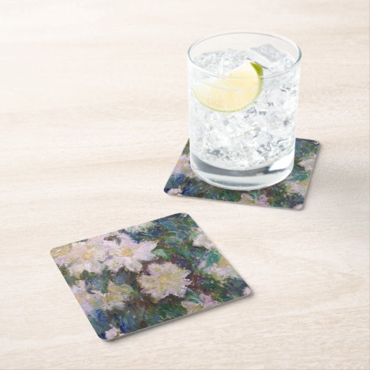 Claude Monet - White Clematis Vierkante Kartonnen Onderzetter (Insitu)