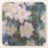 Claude Monet - White Clematis Vierkante Kartonnen Onderzetter (Voorkant)