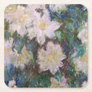 Claude Monet - White Clematis Vierkante Kartonnen Onderzetter