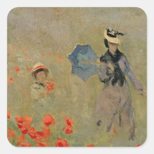 Claude Monet Wilde papaver nabij Argenteuil Vierkante Sticker