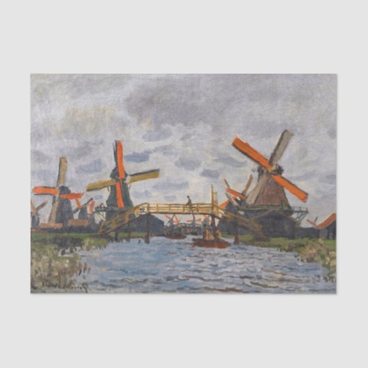 Claude Monet - Windmills near Zaandam Tissuepapier (Voorkant)