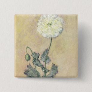 Claude Monet Witte papaver, 1883 Vierkante Button 5,1 Cm
