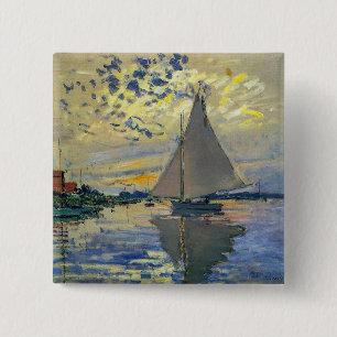 Claude Monet - Zeilboot bij Le Petit-Gennevilliers Vierkante Button 5,1 Cm