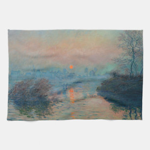 Claude Monet - Zonsondergang op de Seine bij Lavac Theedoek