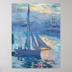 Claude Monet Zonsopgang boven zee Poster