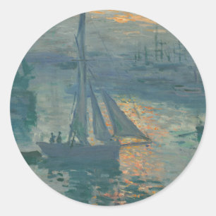 Claude Monet Zonsopgang Marine Zeilboot Impression Ronde Sticker