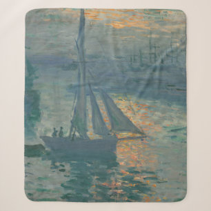 Claude Monet Zonsopgang Marine Zeilboot Impression Sherpa Deken