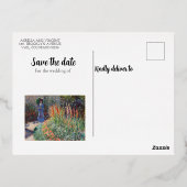 Claude Monets bloembed schilderij save the date Folie Uitnodiging Briefkaart (Achterkant)