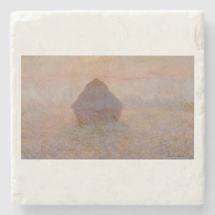 Claude Monet's Grainstack, Zon in de mist (1891) Stenen Onderzetter
