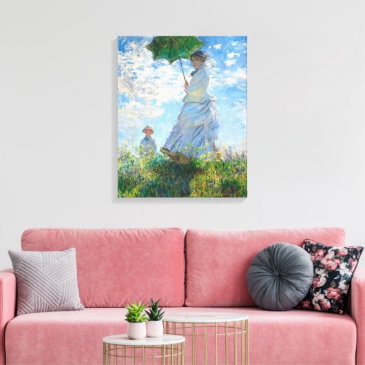 Claude Monet's Madame Monet en haar zoon Canvas Afdruk (Insitu (Woonkamer))